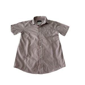 Basic Editions Boys Plaid Button Down Shirt Short Sleeve Size 6/7 Casual